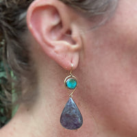 Amazonite and Iolite Sunstone Earrings